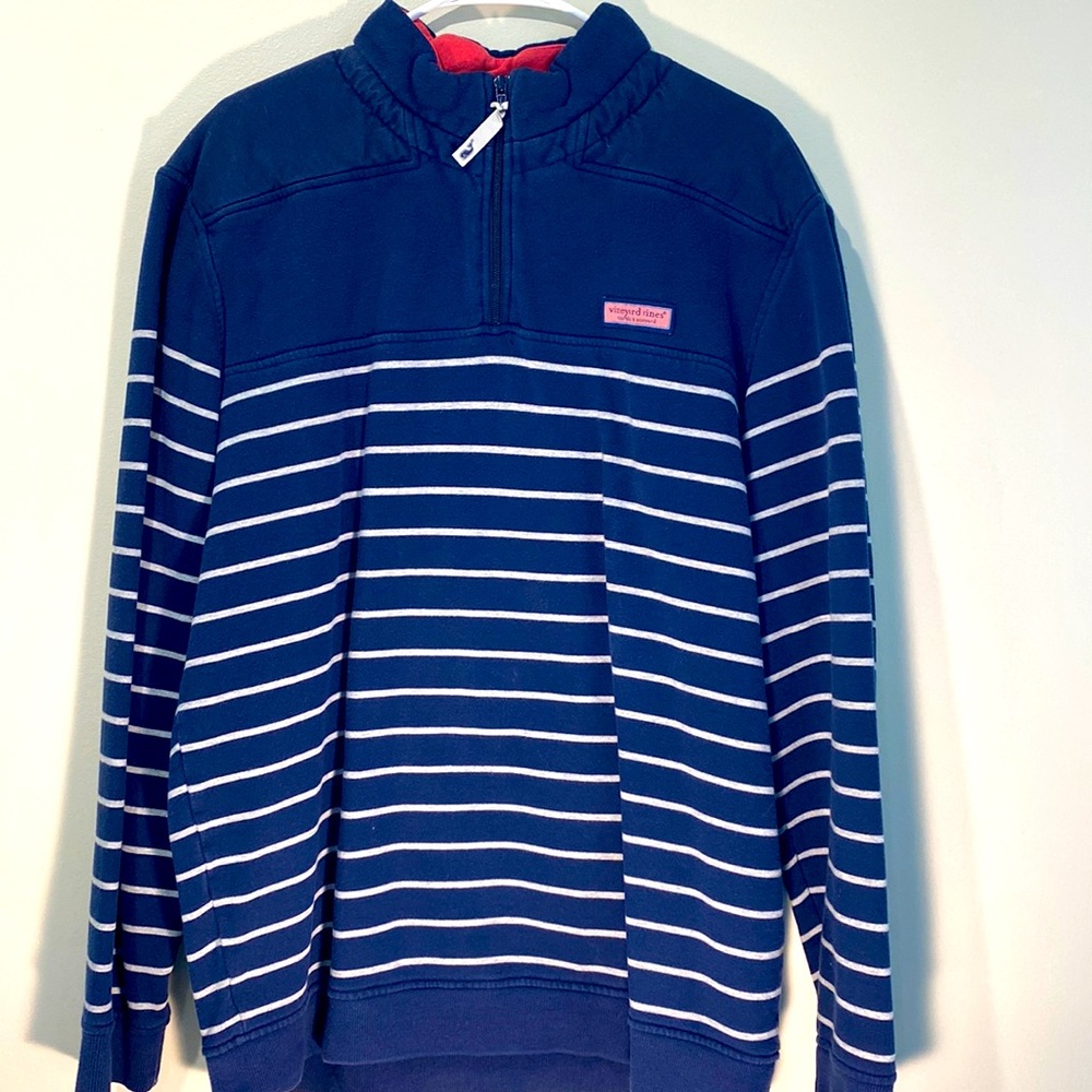 Mens Stripped Blue Vineyard Vines Quarterzip